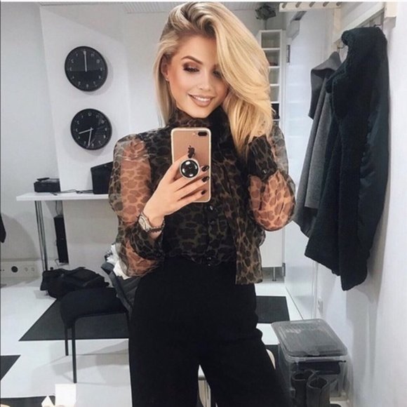 Zara Animal Print Organza Blouse - Picture 7 of 11